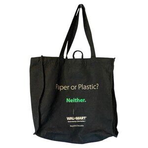 Walmart Black Reusable Tote Shopping Bag 13x14x7 Eco Grocery Bag Minimal Wear
